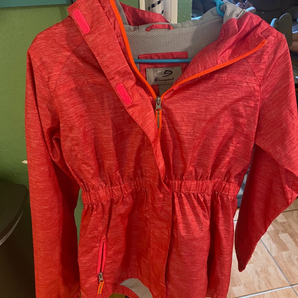 CHAMPION WOMENS XL ZIP UP FULL ZIP WINDBREAKER JACKET PINK